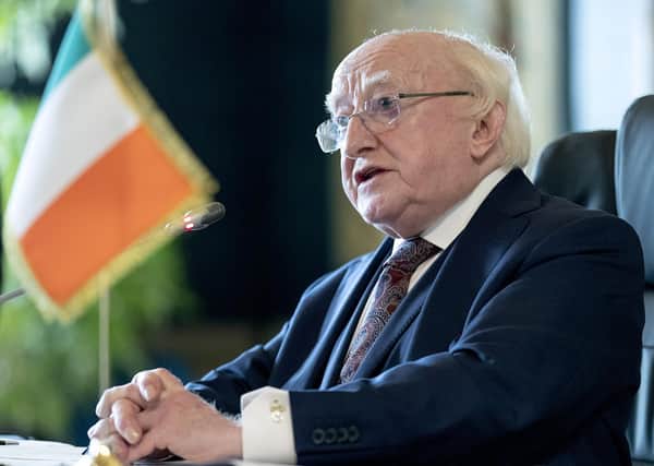 Michael D Higgins. The official title 'President of Ireland' is not problematic most of the time, but  if we are seeing Ireland as a geographical entity Mr Higgins knows is no more the 'President of Ireland' than the Queen is the 'Queen of Ireland'