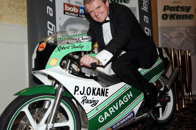 Bob Mullan with the 125cc PJ O'Kane Honda raced by Robert Dunlop that he bought during a tribute night held in memory of the Ballymoney road racing legend in 2008.