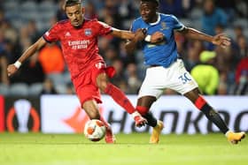 Rangers striker  Fashion Sakala in action against Lyon