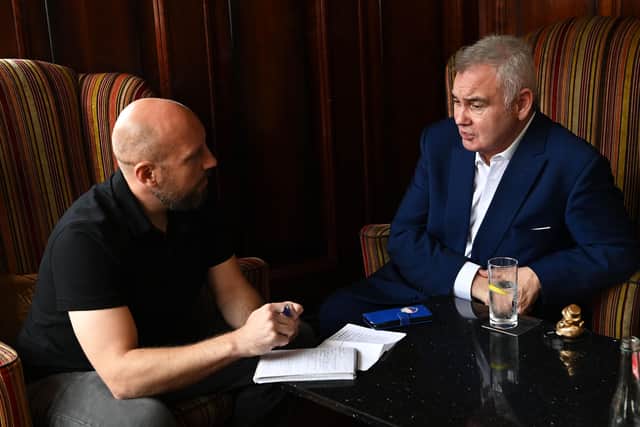 Eamonn Holmes speaks to News Letter's Graeme Cousins at the Europa Hotel in Belfast.
Pic Colm Lenaghan/Pacemaker
