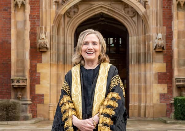 The first female Chancellor of Queen's University Belfast, Secretary Hillary Rodham Clinton, pictured at Queen's.
