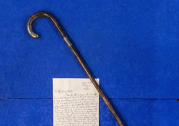 Walking stick once belonging to Michael Collins with letter of providence, one of the lots sold at Bloomfield Auctions