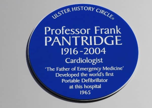 Ulster History Circle of a blue plaque in honour of Northern Ireland cardiologist Professor Frank Pantridge at Royal Victoria Hospital, Belfast. Photo: PA