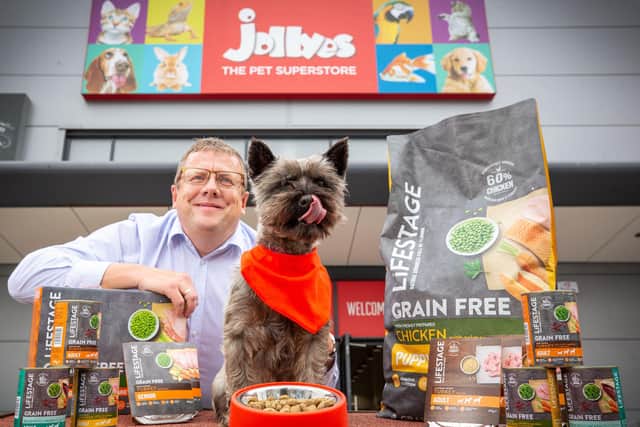 Lily with Colin Ferguson, sales and business development management, Mackles Petfoods