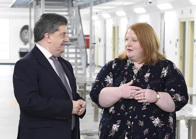 Director General of the Northern Ireland Prison Service Ronnie Armour and Justice Minister Naomi Long. Pictureby: Michael Cooper