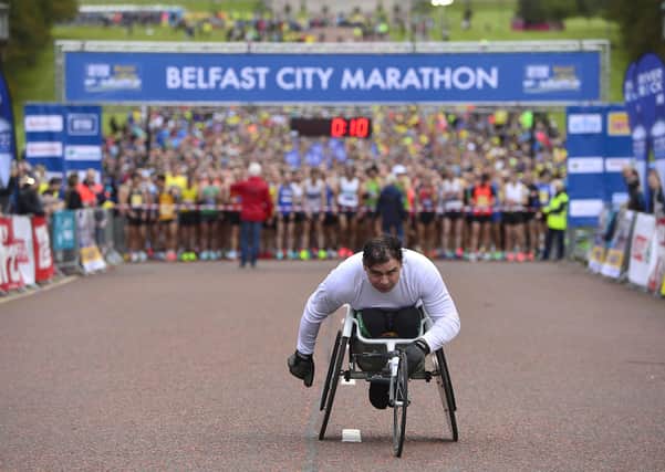 A picture taken ten seconds before the race began at 9am from Stormont today. More than 5,700 runners have been entered to take part in this year's Belfast City Marathon. Picture by Arthur Allison/ Pacemaker Press
