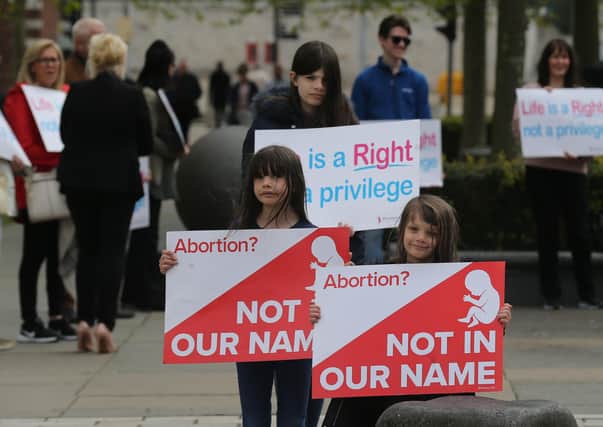 A pro-life protest outside the High Court in Belfast earlier this year