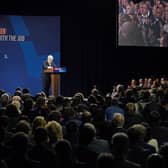 Boris Johnson has been highly critical of the Northern Ireland Protocol yet he did not mention it in his keynote conference speech at the Conservative Party conference in Manchester, above