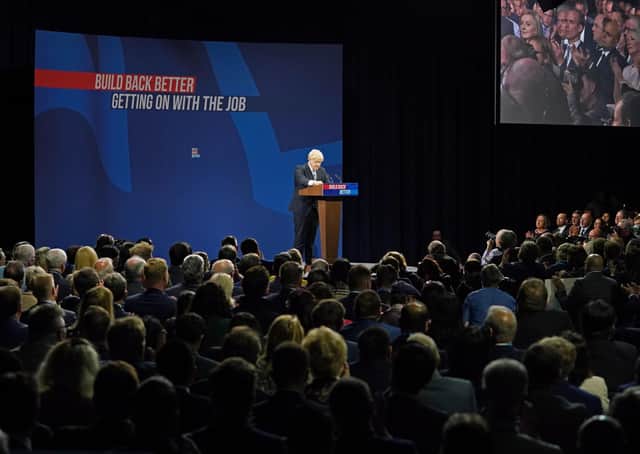 Boris Johnson has been highly critical of the Northern Ireland Protocol yet he did not mention it in his keynote conference speech at the Conservative Party conference in Manchester, above