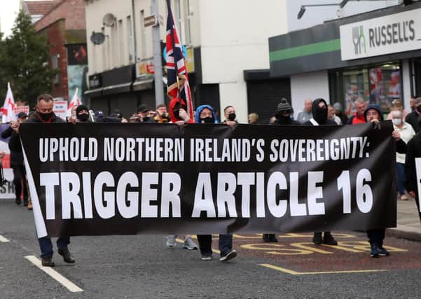 An anti-Protocol protest in east Belfast.