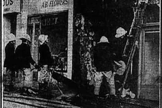 The aftermath of the IRA firebomb attack in Ballymena in 1976.