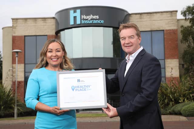 Bernie McHugh Sonner, director of operations and customer services at Hughes Insurance and Peter Morris, chief marketing officer at Healthy Place to Work
