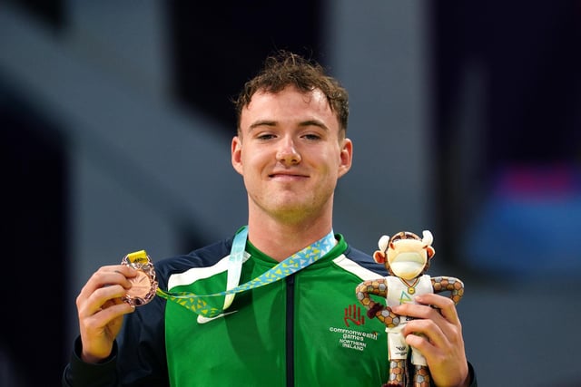 Northern Ireland's Barry McClements celebrates bronze in the Men's 100m Backstroke S9 - Final at Sandwell Aquatics Centre on day one of 2022 Commonwealth Games