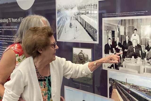Annie Chambers nee Connolly, 94, who was one of the first employees on the Enterprise train service between Belfast and Dublin. Annie worked in dining car doing silver service and was the first lady employed on the service in the late 1940s.