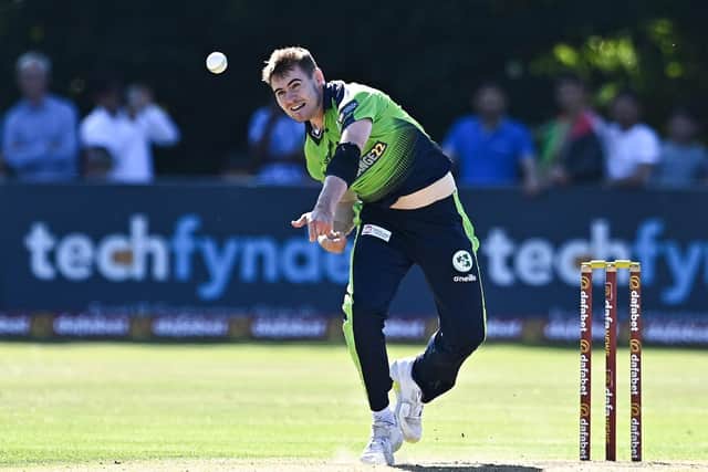 Josh Little bowls for Ireland. (Picture credit: Sportsfile)