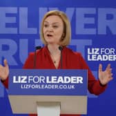 Liz Truss at the launch of her campaign to be Conservative Party leader and Prime Minister