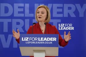 Liz Truss at the launch of her campaign to be Conservative Party leader and Prime Minister