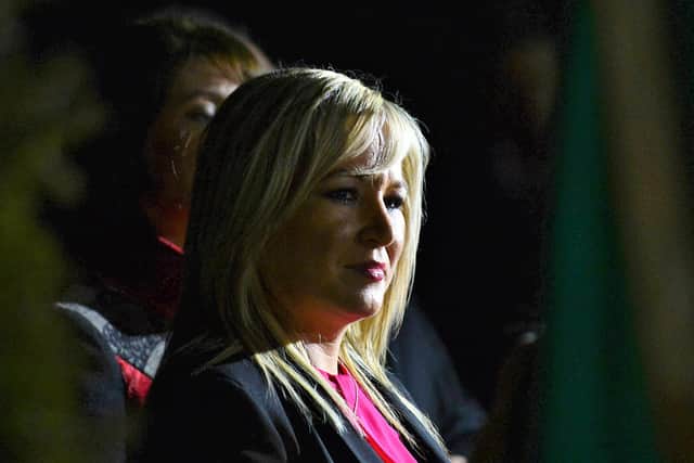 Michelle O'Neill at Clonoe Church in Coalisland, Northern Ireland to mark the 25th anniversary of the death of 4 IRA men at the hands of the SAS