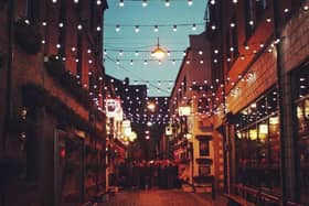 Nightlife in the Cathedral Quarter of Belfast, home to numerous pubs and restaurants