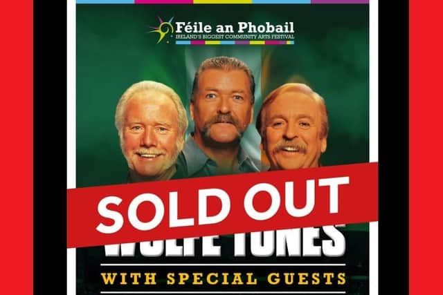 A poster advertising the Wolfe Tones gig on Sunday night