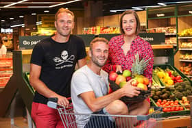 Steve and Dave Flynn from The Happy Pear with Caroline Rowan, head of Retail Operations at Musgrave Northern Ireland at the launch of the newly revitalised SuperValu Portstewart store