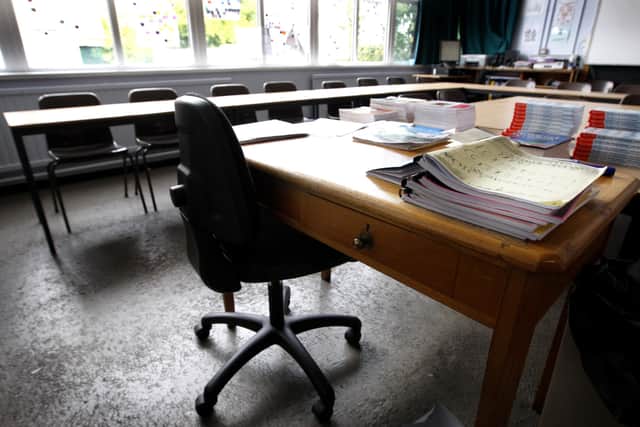 An empty classroom as teaching unions prepare for possible industrial action in the autumn