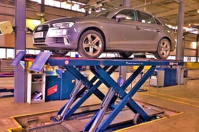 An image of an Audi undergoing an MoT test