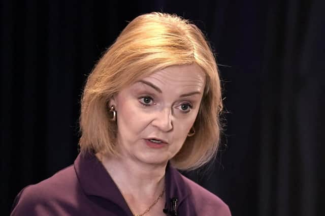 Liz Truss during the hustings event at the Culloden Hotel outside Belfast