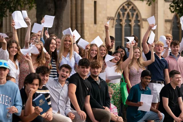 Pupils with their A-level results