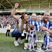 Gareth McConaghie celebrates Coleraine's 2018 Irish Cup win with his family