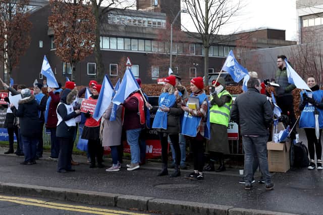 Nurses on the picket lines in Northern Ireland in the winter of 2019