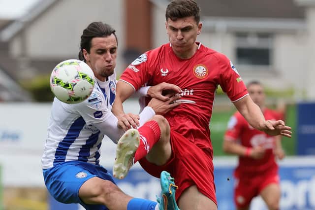 Action from Portadown and Coleraine at Shamrock Park