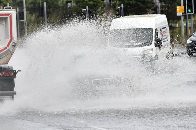 Police warned drivers about flooding in Belfast on Saturday.