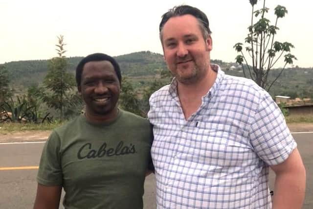 From left, Christophe Mbonyingabo, Director of Rwanda genocide victims group CARSA, and Kenny Donaldson, Director of Services at the South East Fermanagh Foundation. Mr Donaldson was leading a delegation to Rwanda to learn from the process of reconciliation in the country. Photo: 21 August 022.