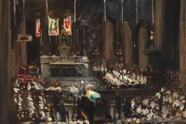 Sketch for Pro-Cathedral, Dublin 1922 (The Requiem Mass for Michael Collins), by Belfast-born Sir John Lavery. Ben Dunne and his wife Mary are selling it and other parts of their personal art collection