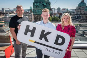 Launching HKD (HacKeD) at PwC’s Merchant Square office in Belfast are About Blank director Richard Willis, Matthew Moore, PwC technology degree apprentice and Louise Black, partner and chief technology officer at PwC Northern Ireland