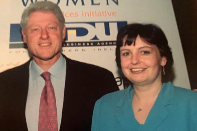 Julie Hastings pictured with former US president Bill Clinton in 1995