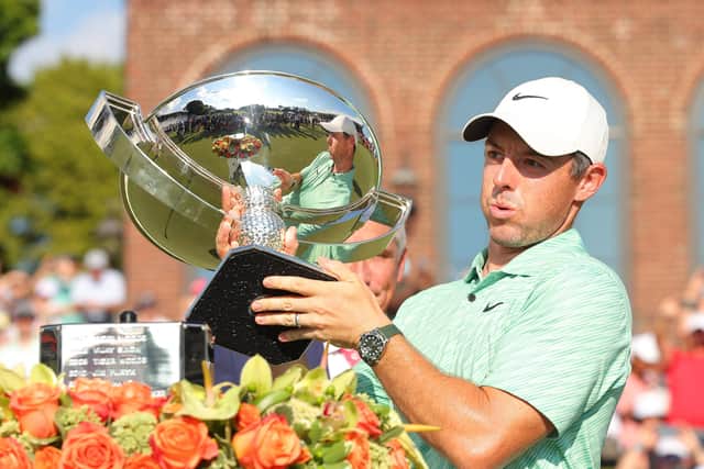 Northern Ireland’s Rory McIlroy with the FedEx Cup thanks to a dramatic final round. Pic by Getty.