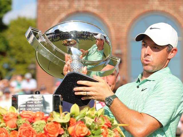 Northern Ireland’s Rory McIlroy with the FedEx Cup thanks to a dramatic final round. Pic by Getty.