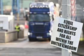 An anti-Protocol poster at Larne port.Photo Colm Lenaghan/Pacemaker Press