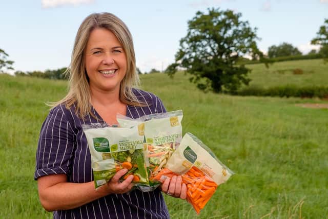 Caroline Dalzell, head of sales and marketing of Gilfresh Produce, showing some of the successful range of prepared vegetables