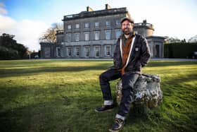 James Strawbridge outside Greyabbey House during filming for his new series