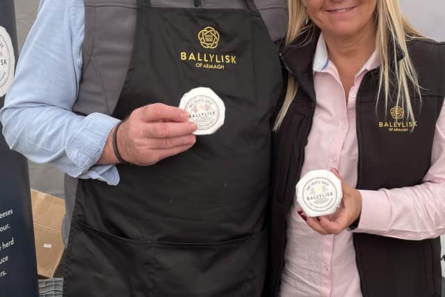 Mark Wright of Ballylisk of Armagh cheese in Portadown is hoping to collect a Golden Fork for outstanding taste. He is pictured with Andrena Nash