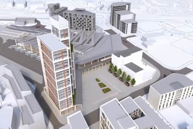 An artist’s impression of the new Weaver’s Cross neighbourhood, beside Sandy Row in Belfast. DUP councillor Gareth Spratt this week said there was a ‘real need’ for social housing in the area