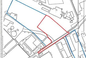 A site map with the proposed location outlined in red