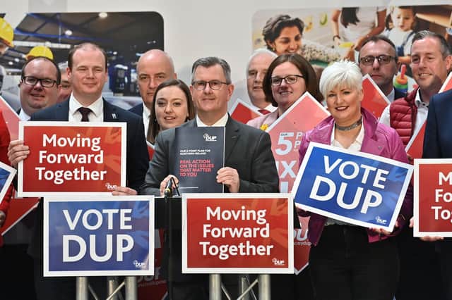 The DUP manifesto launch earlier this year. Unionist voters endorsed their message that it was a binary choice between power sharing and protocol