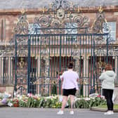 Laying floral tributes to Queen Elizabeth at Hillsborough Castle