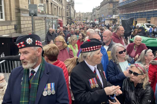 Members of the public queuing to enter St Giles' Cathedral, Edinburgh, to view  Queen Elizabeth II's coffin on Monday. The queue stretched for more than a mile. Photo: Katharine Hay/PA Wire