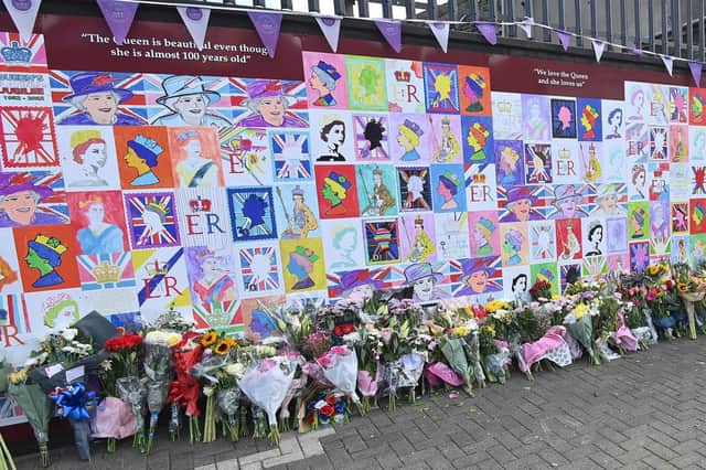 Just some of the public tributes to the queen on Belfast’s Shankill Road on Saturday