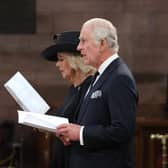 King Charles III and the Queen Consort attend a Service of Reflection at St Anne's Cathedral in Belfast during their visit to Northern Ireland. Picture date: Tuesday September 13, 2022.